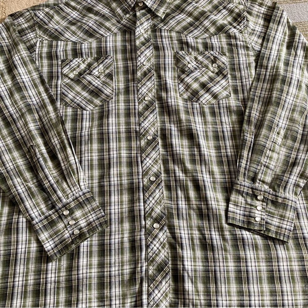 Wrangler Western Fashion Pearl Snap Button Up Shirt Men's Size 2XL Long Sleeve - Picture 2 of 8